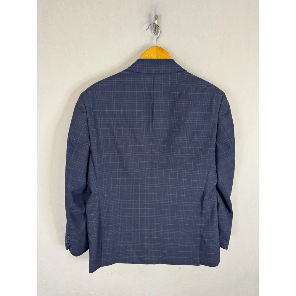 Sondergaard Copenhagen Mens 42R Slim Fit Navy Blue Windowpane Plaid Blazer